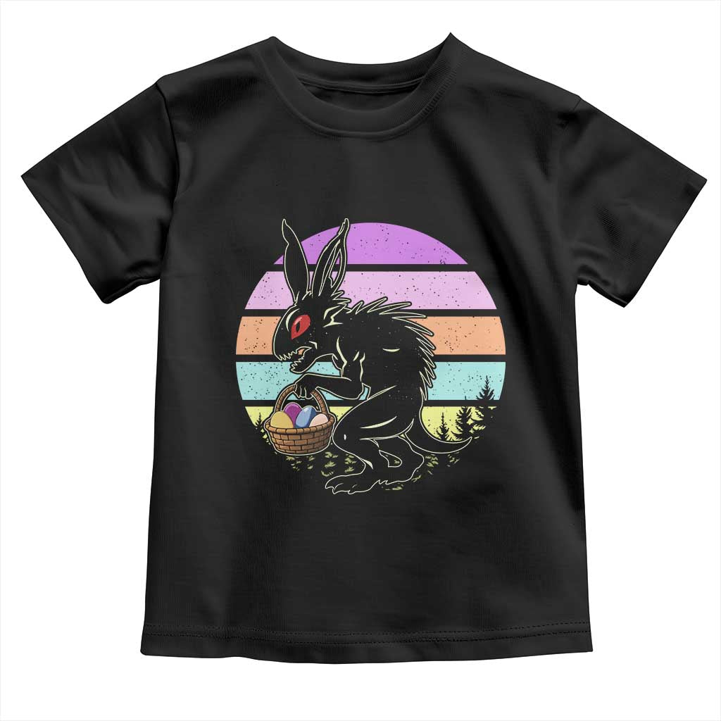 Retro Sunset Chupacabra Easter Egg Hunt Toddler T Shirt Cryptid Lover Gift TS12 Black Print Your Wear