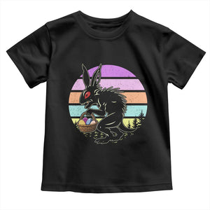 Retro Sunset Chupacabra Easter Egg Hunt Toddler T Shirt Cryptid Lover Gift TS12 Black Print Your Wear