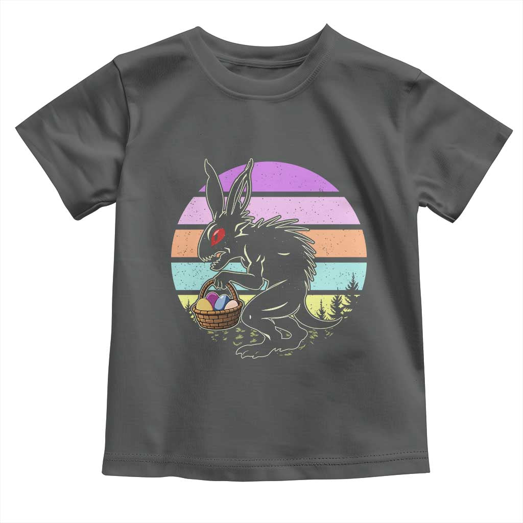 Retro Sunset Chupacabra Easter Egg Hunt Toddler T Shirt Cryptid Lover Gift TS12 Dark Heather Print Your Wear