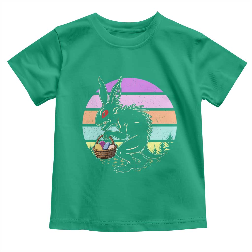 Retro Sunset Chupacabra Easter Egg Hunt Toddler T Shirt Cryptid Lover Gift TS12 Irish Green Print Your Wear