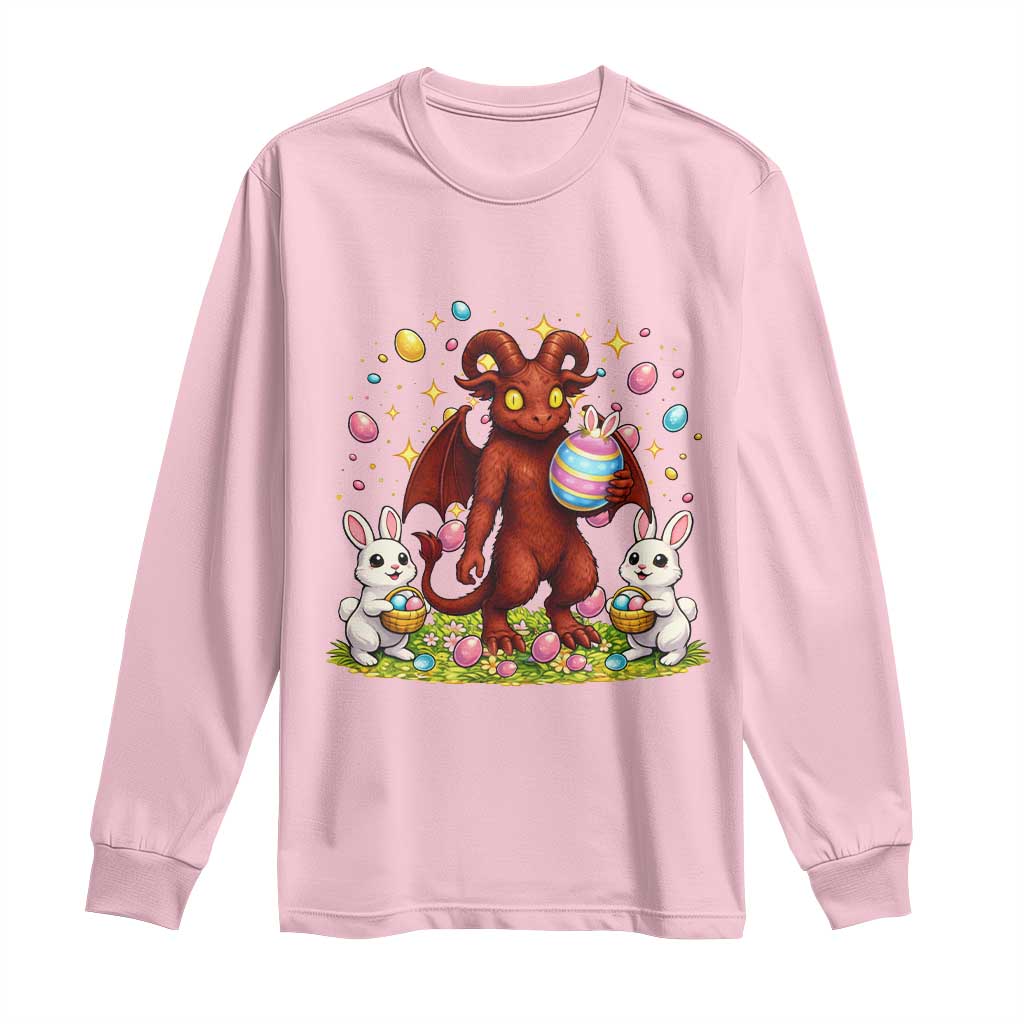 Jersey Devil Easter Egg Hunt Long Sleeve Shirt Funny Pine Barrens Folklore Gift TS12 Light Pink Print Your Wear