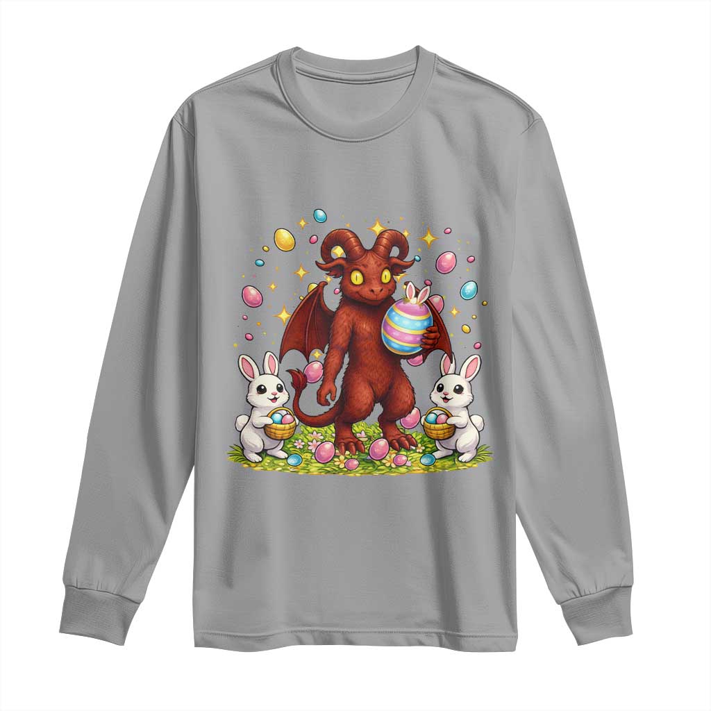 Jersey Devil Easter Egg Hunt Long Sleeve Shirt Funny Pine Barrens Folklore Gift TS12 Sport Gray Print Your Wear