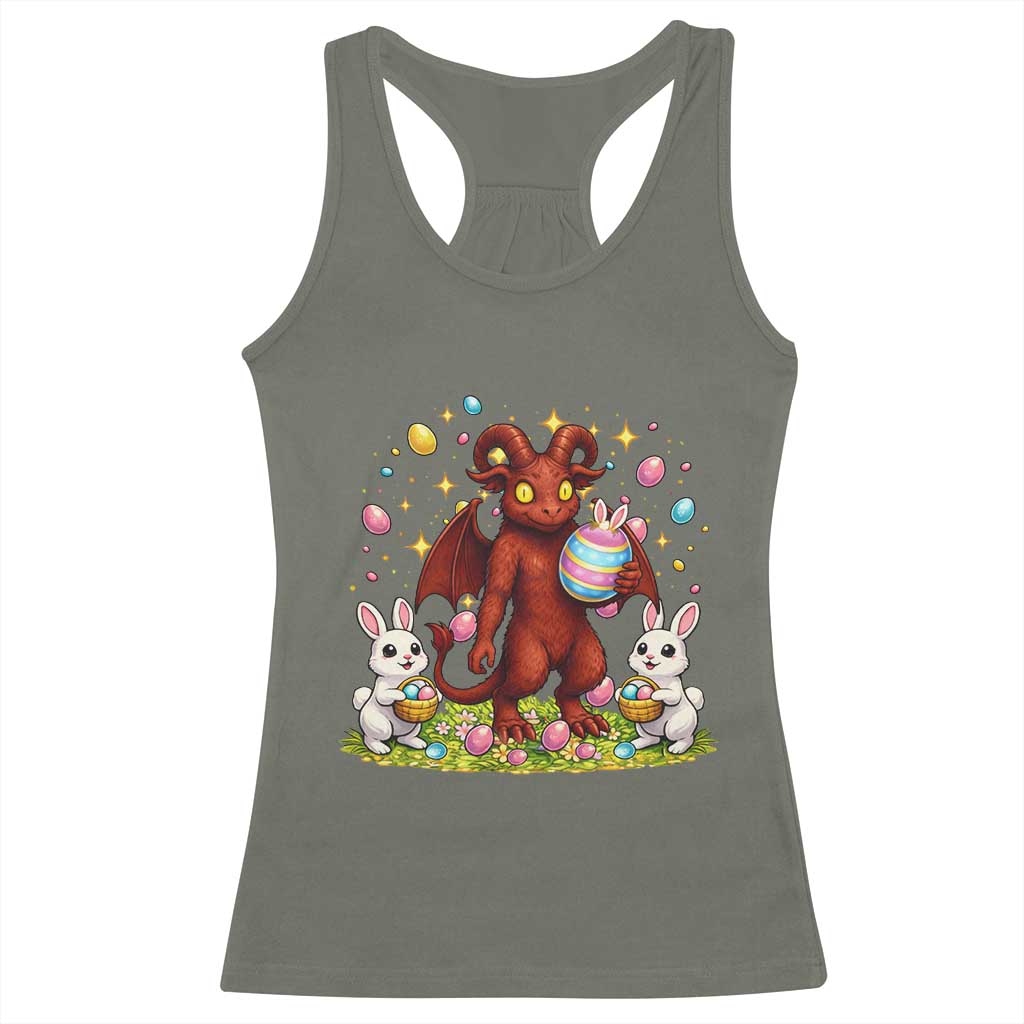 Jersey Devil Easter Egg Hunt Racerback Tank Top Funny Pine Barrens Folklore Gift TS12 Military Green Print Your Wear