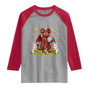 Jersey Devil Easter Egg Hunt Raglan Shirt Funny Pine Barrens Folklore Gift TS12 Sport Gray Red Print Your Wear