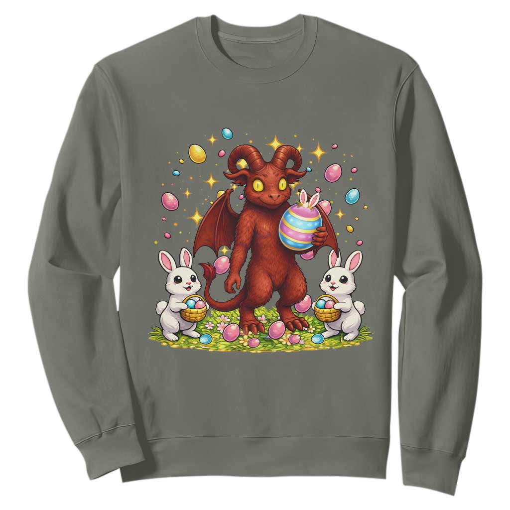 Jersey Devil Easter Egg Hunt Sweatshirt Funny Pine Barrens Folklore Gift TS12 Military Green Print Your Wear
