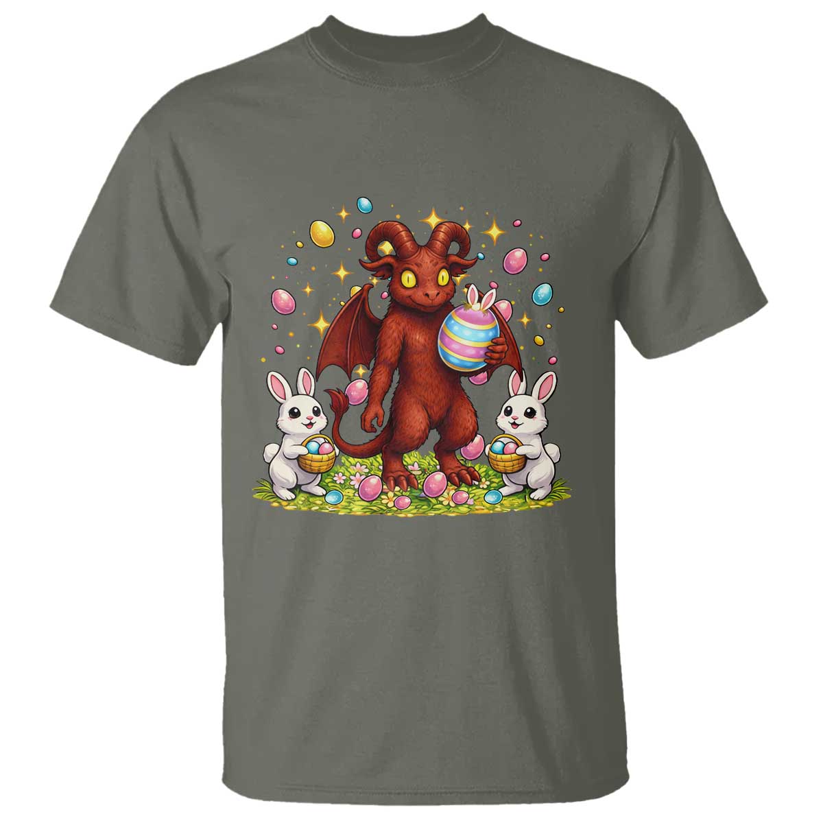Jersey Devil Easter Egg Hunt T Shirt Funny Pine Barrens Folklore Gift TS12 Military Green Print Your Wear