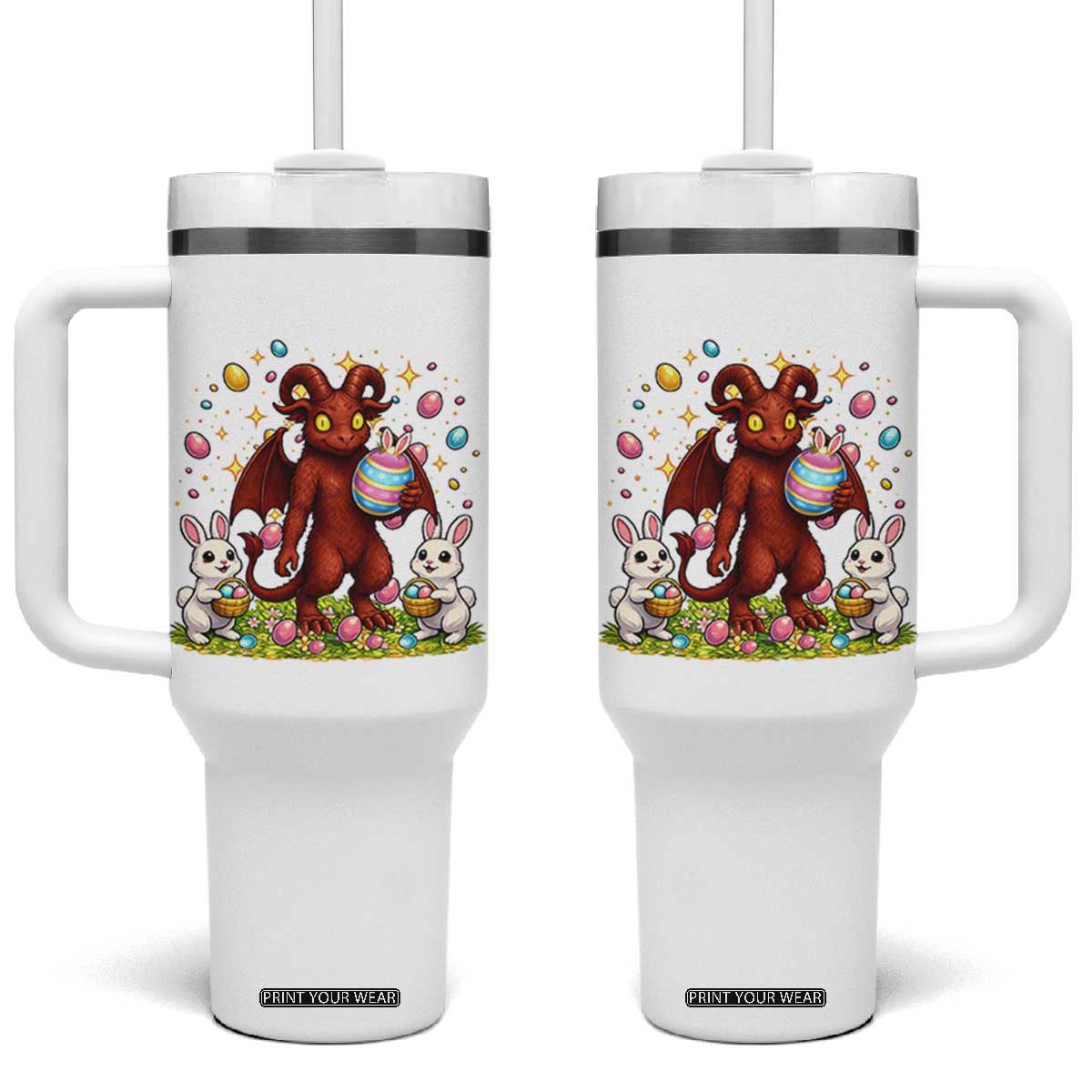 Jersey Devil Easter Egg Hunt Tumbler With Handle Funny Pine Barrens Folklore Gift TS12 One Size: 40 oz White Print Your Wear
