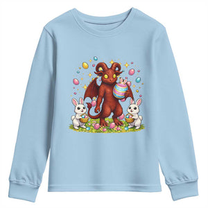 Jersey Devil Easter Egg Hunt Youth Sweatshirt Funny Pine Barrens Folklore Gift TS12 Light Blue Print Your Wear