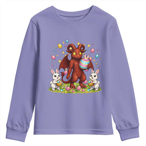 Jersey Devil Easter Egg Hunt Youth Sweatshirt Funny Pine Barrens Folklore Gift TS12 Violet Print Your Wear