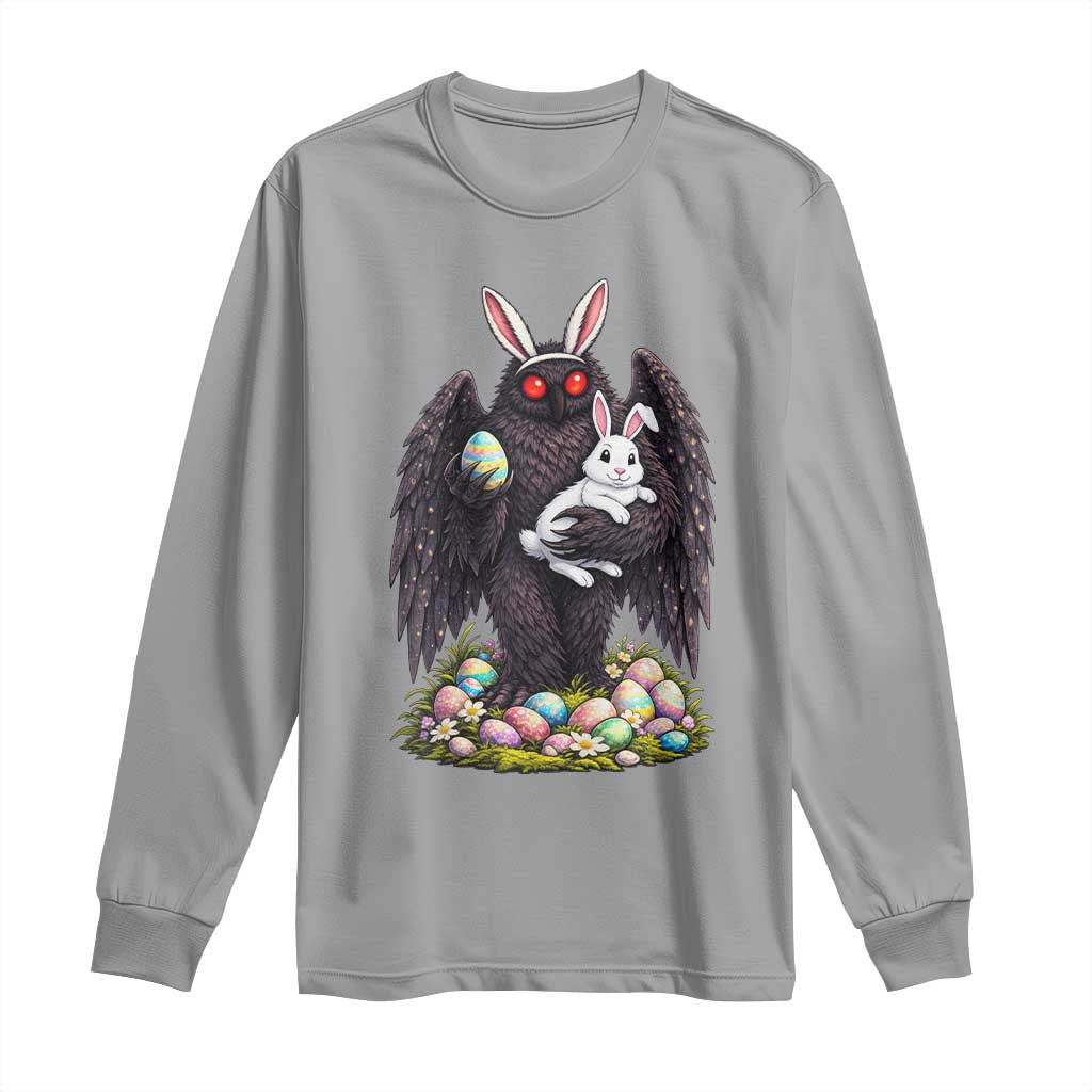 Funny Mothman Bunny Ears Long Sleeve Shirt Point Pleasant Cryptid Lover Gift TS12 Sport Gray Print Your Wear