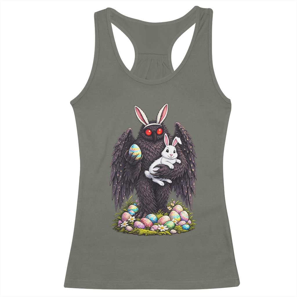Funny Mothman Bunny Ears Racerback Tank Top Point Pleasant Cryptid Lover Gift TS12 Military Green Print Your Wear
