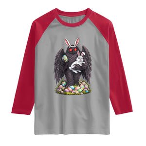 Funny Mothman Bunny Ears Raglan Shirt Point Pleasant Cryptid Lover Gift TS12 Sport Gray Red Print Your Wear