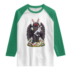 Funny Mothman Bunny Ears Raglan Shirt Point Pleasant Cryptid Lover Gift TS12 White Kelly Green Print Your Wear