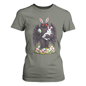Funny Mothman Bunny Ears T Shirt For Women Point Pleasant Cryptid Lover Gift TS12 Military Green Print Your Wear