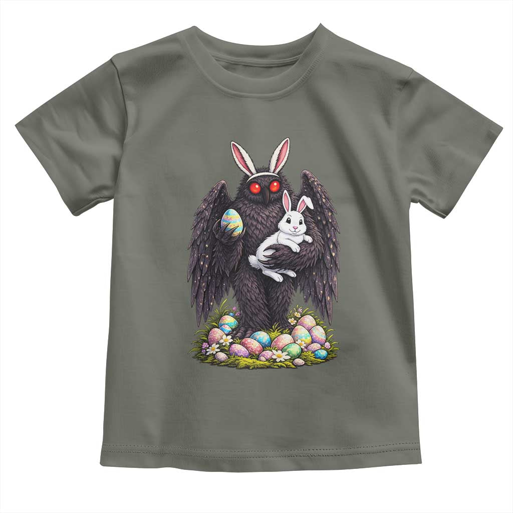 Funny Mothman Bunny Ears Toddler T Shirt Point Pleasant Cryptid Lover Gift TS12 Military Green Print Your Wear