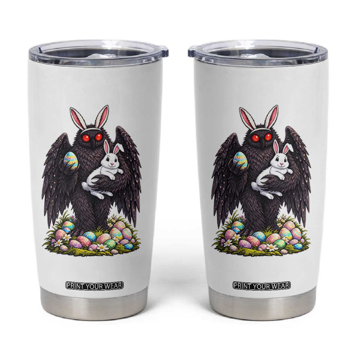 Funny Mothman Bunny Ears Tumbler Cup Point Pleasant Cryptid Lover Gift TS12 White Print Your Wear