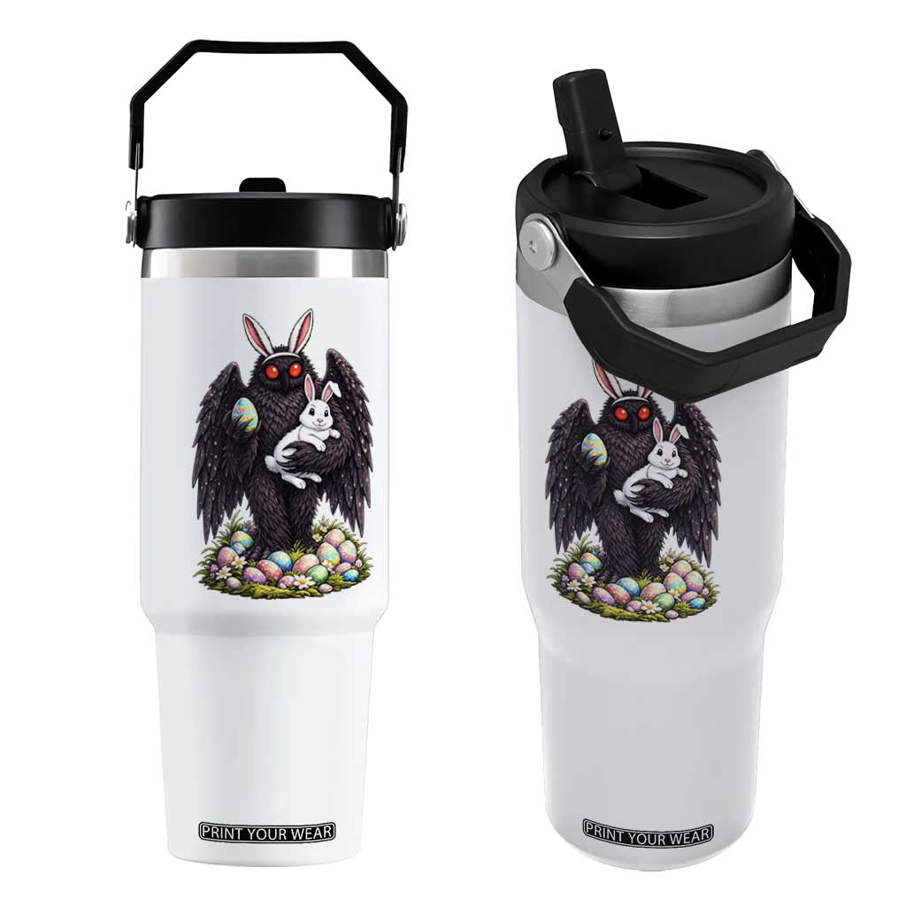 Funny Mothman Bunny Ears Flip Straw Tumbler Point Pleasant Cryptid Lover Gift TS12 One Size: 30 oz White Print Your Wear