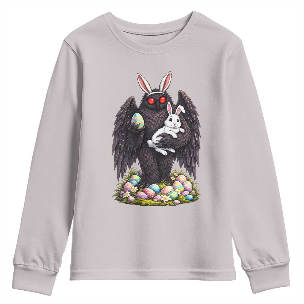Funny Mothman Bunny Ears Youth Sweatshirt Point Pleasant Cryptid Lover Gift TS12 Ice Gray Print Your Wear