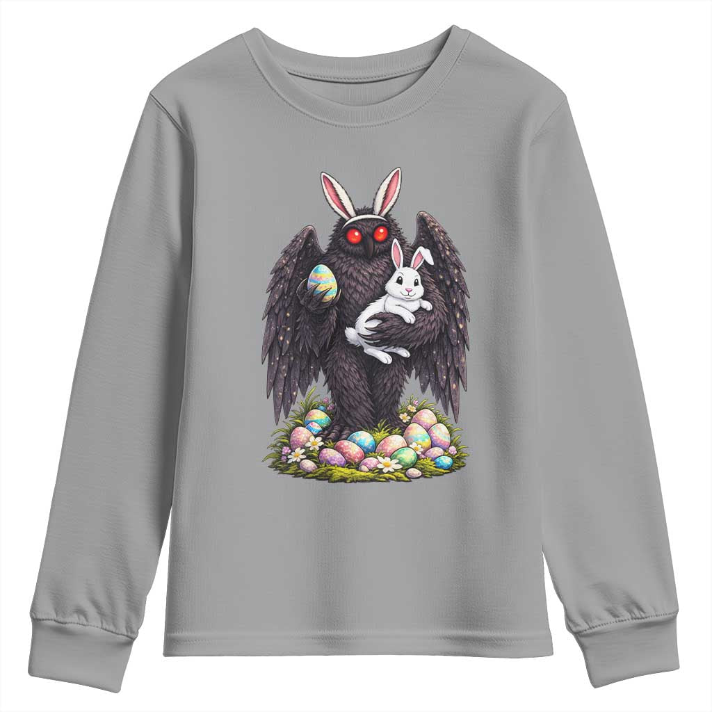 Funny Mothman Bunny Ears Youth Sweatshirt Point Pleasant Cryptid Lover Gift TS12 Sport Gray Print Your Wear