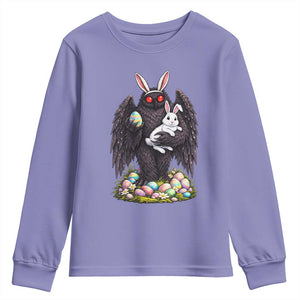 Funny Mothman Bunny Ears Youth Sweatshirt Point Pleasant Cryptid Lover Gift TS12 Violet Print Your Wear