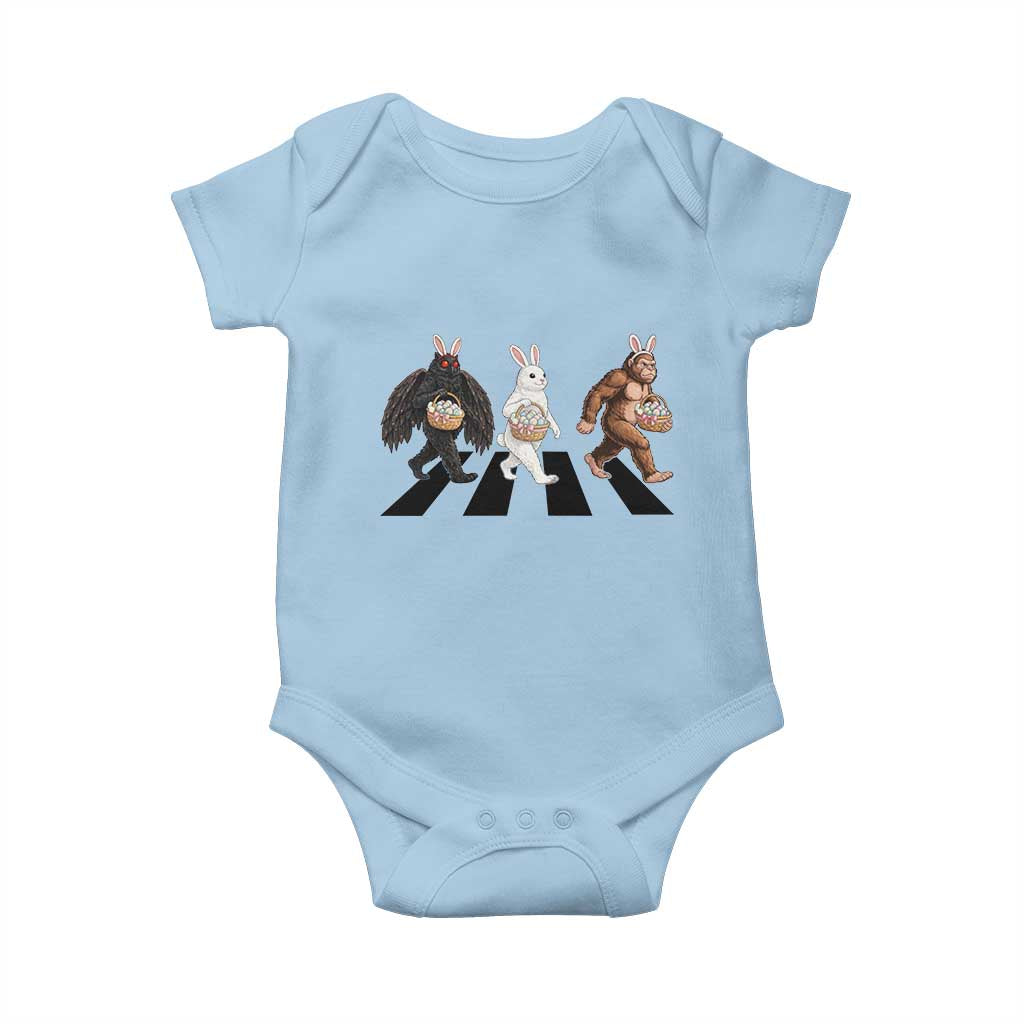 Funny Easter Bunny Bigfoot Mothman Baby Onesie Cryptid Lover Gift TS12 Light Blue Print Your Wear