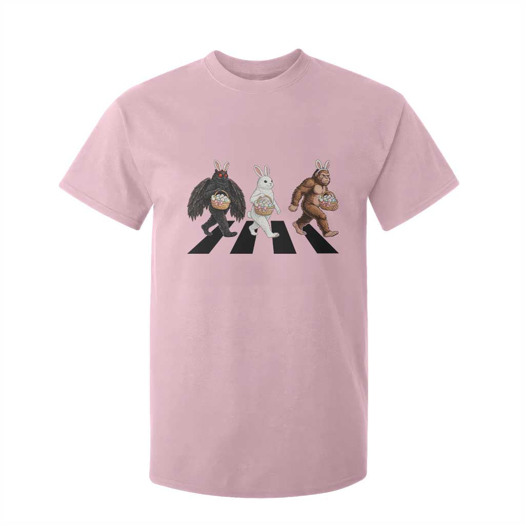 Funny Easter Bunny Bigfoot Mothman T Shirt For Kid Cryptid Lover Gift TS12 Light Pink Print Your Wear