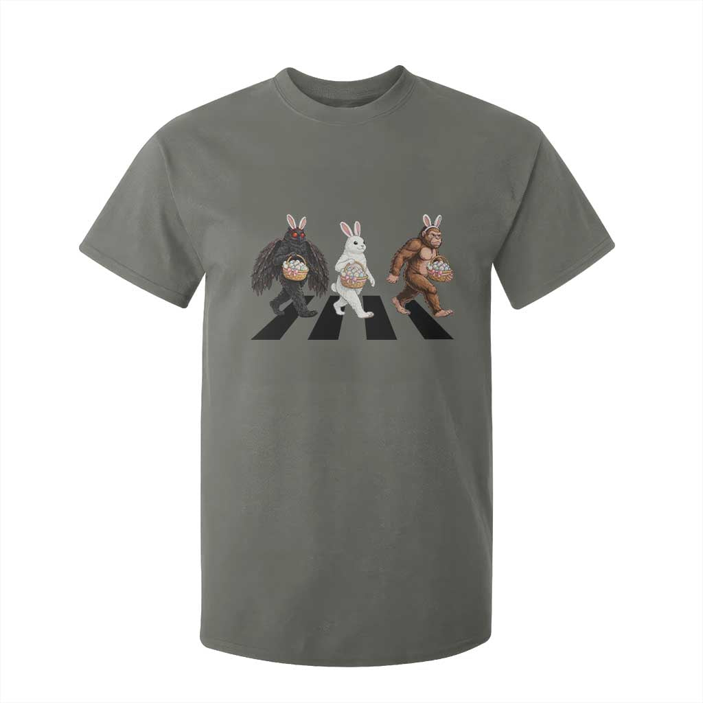 Funny Easter Bunny Bigfoot Mothman T Shirt For Kid Cryptid Lover Gift TS12 Military Green Print Your Wear