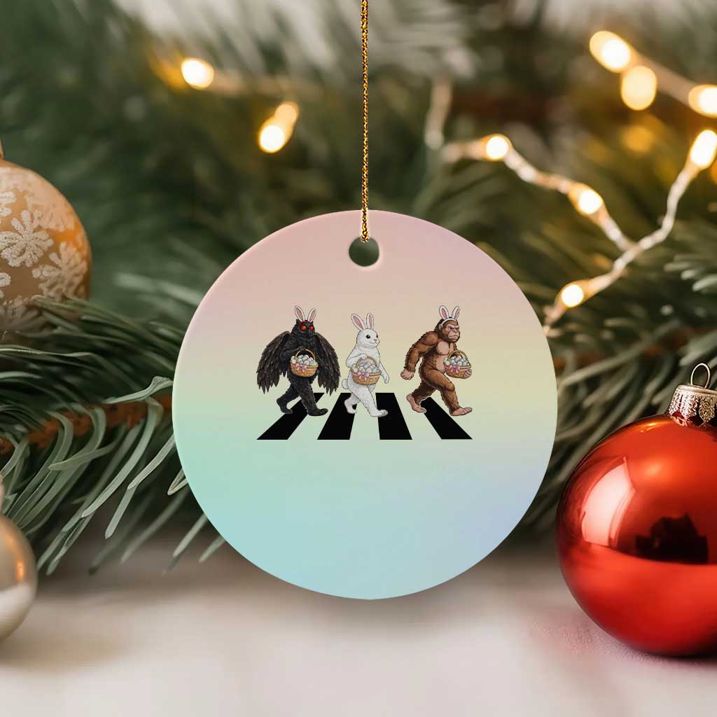 Funny Easter Bunny Bigfoot Mothman Ceramic Ornament Cryptid Lover Gift TS12 1pc Pastel Print Your Wear