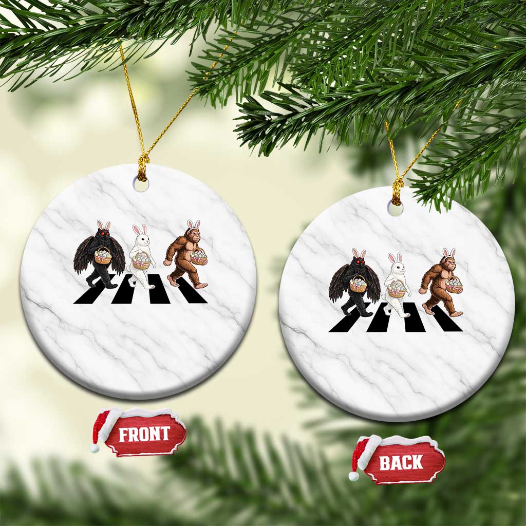 Funny Easter Bunny Bigfoot Mothman Ceramic Ornament Cryptid Lover Gift TS12 1pc White Marble Print Your Wear