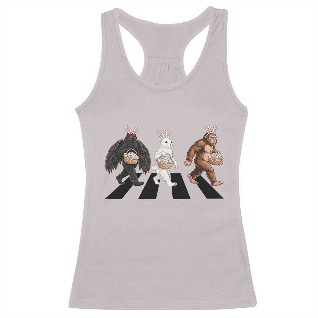 Funny Easter Bunny Bigfoot Mothman Racerback Tank Top Cryptid Lover Gift TS12 Ice Gray Print Your Wear