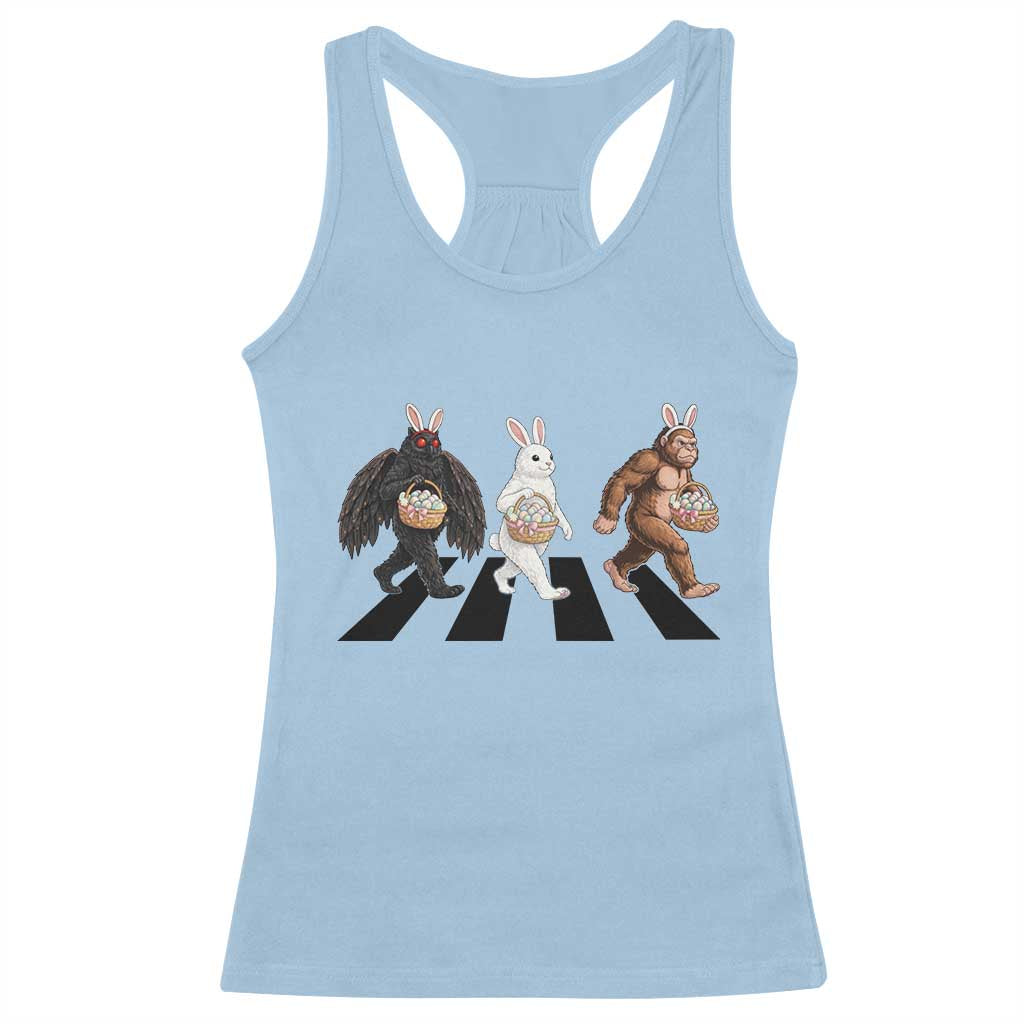 Funny Easter Bunny Bigfoot Mothman Racerback Tank Top Cryptid Lover Gift TS12 Light Blue Print Your Wear