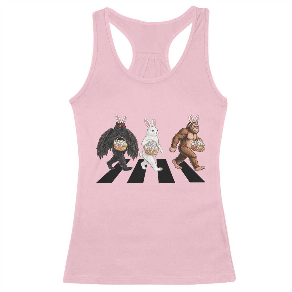 Funny Easter Bunny Bigfoot Mothman Racerback Tank Top Cryptid Lover Gift TS12 Light Pink Print Your Wear
