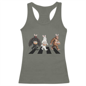 Funny Easter Bunny Bigfoot Mothman Racerback Tank Top Cryptid Lover Gift TS12 Military Green Print Your Wear
