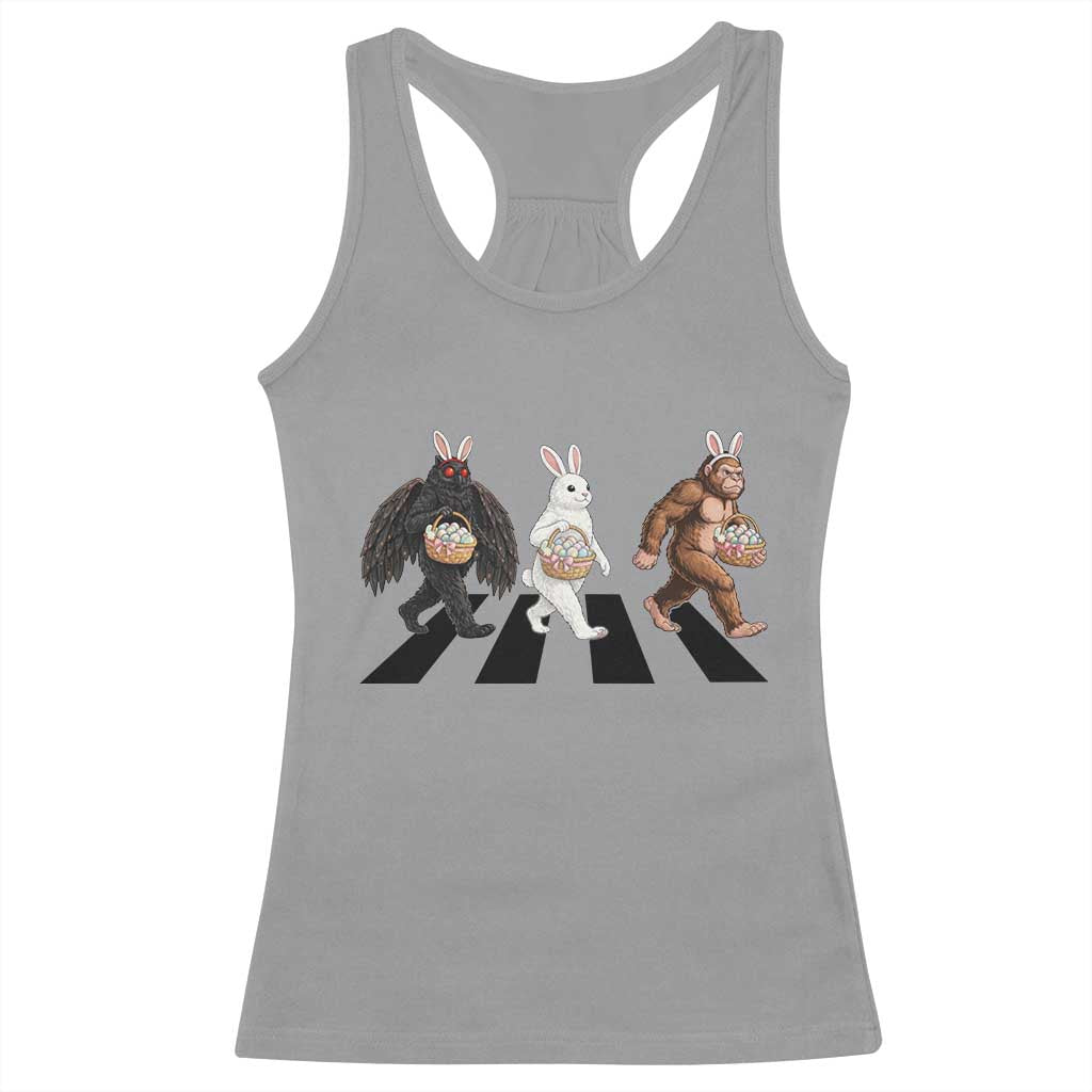 Funny Easter Bunny Bigfoot Mothman Racerback Tank Top Cryptid Lover Gift TS12 Sport Gray Print Your Wear