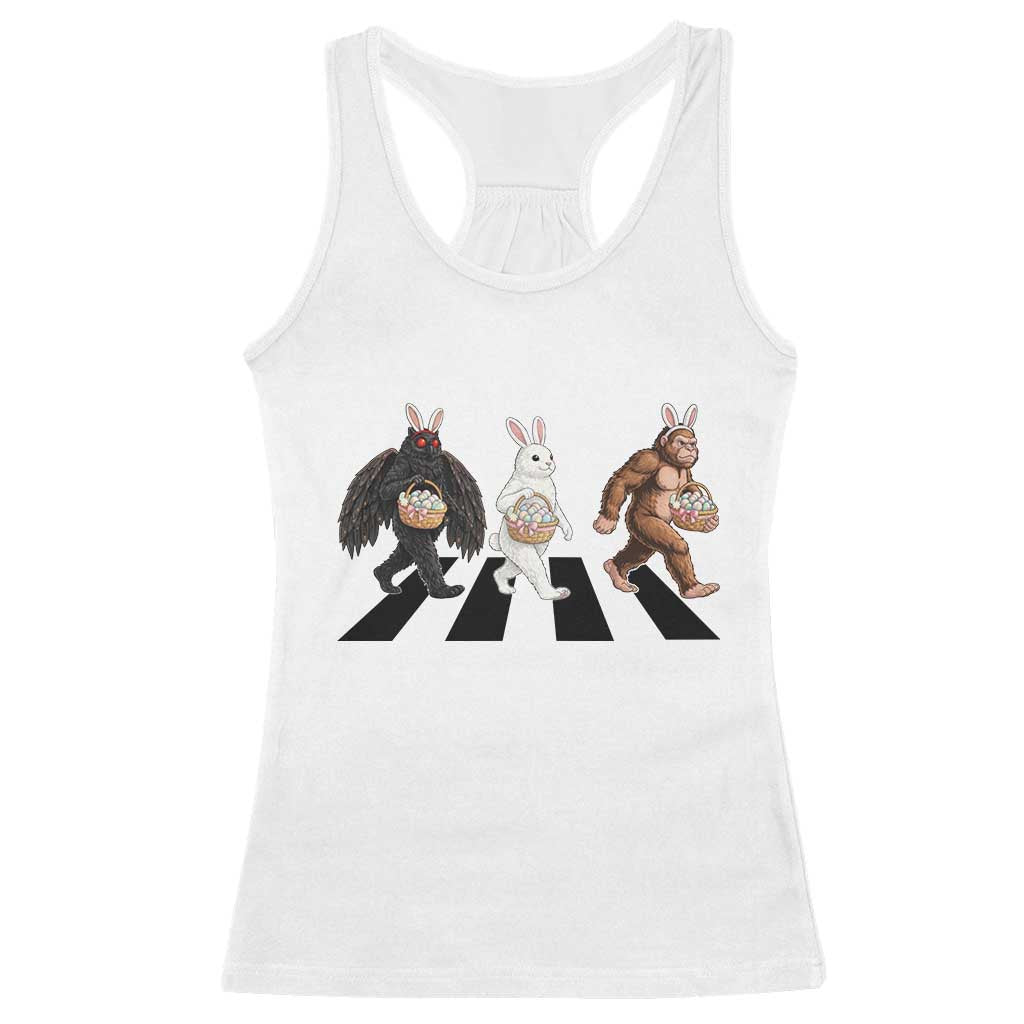 Funny Easter Bunny Bigfoot Mothman Racerback Tank Top Cryptid Lover Gift TS12 White Print Your Wear