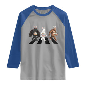 Funny Easter Bunny Bigfoot Mothman Raglan Shirt Cryptid Lover Gift TS12 Sport Gray Royal Print Your Wear