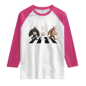 Funny Easter Bunny Bigfoot Mothman Raglan Shirt Cryptid Lover Gift TS12 White Heliconia Print Your Wear
