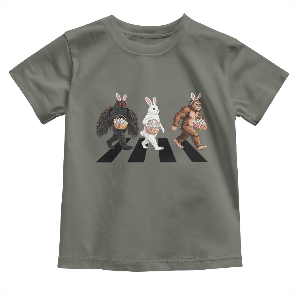 Funny Easter Bunny Bigfoot Mothman Toddler T Shirt Cryptid Lover Gift TS12 Military Green Print Your Wear