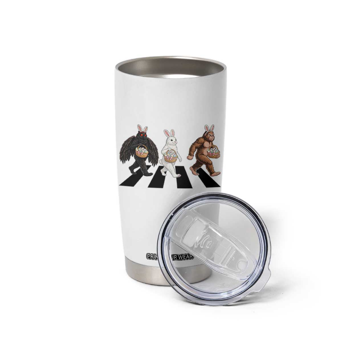 Funny Easter Bunny Bigfoot Mothman Tumbler Cup Cryptid Lover Gift TS12 Print Your Wear