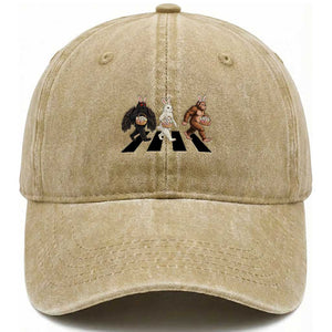 Funny Easter Bunny Bigfoot Mothman Washed Cotton Baseball Cap Cryptid Lover Gift TS12 Washed Cap Universal Fit Khaki Print Your Wear