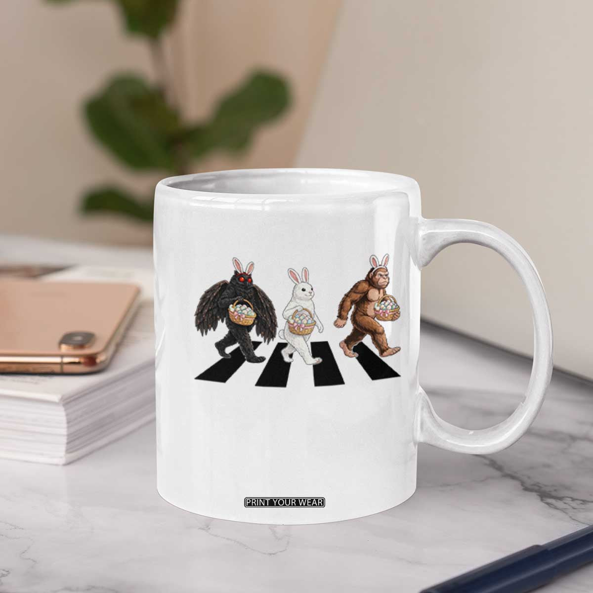 Funny Easter Bunny Bigfoot Mothman Coffee Mug Cryptid Lover Gift TS12 Print Your Wear