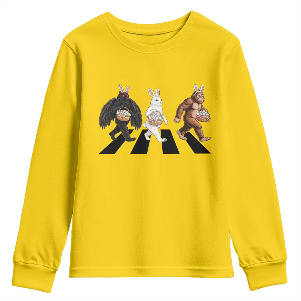 Funny Easter Bunny Bigfoot Mothman Youth Sweatshirt Cryptid Lover Gift TS12 Daisy Print Your Wear