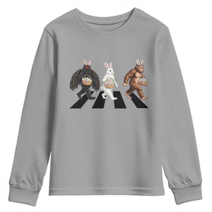 Funny Easter Bunny Bigfoot Mothman Youth Sweatshirt Cryptid Lover Gift TS12 Sport Gray Print Your Wear