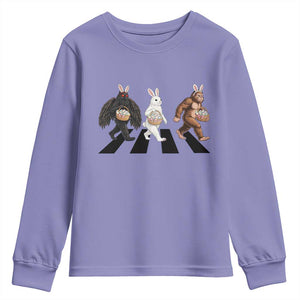 Funny Easter Bunny Bigfoot Mothman Youth Sweatshirt Cryptid Lover Gift TS12 Violet Print Your Wear