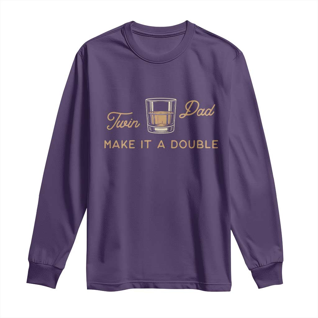 Make It A Double Twin Dad Long Sleeve Shirt Expecting Fathers Day Gift TS12 Purple Print Your Wear