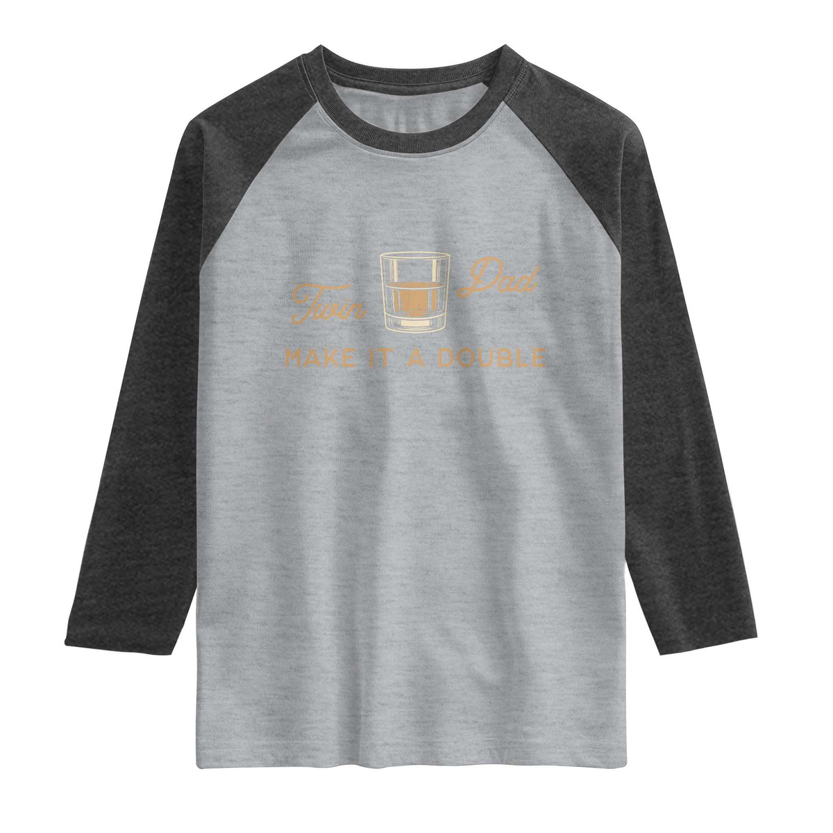 Make It A Double Twin Dad Raglan Shirt Expecting Fathers Day Gift TS12 Heather Gray Heather Charcoal Print Your Wear