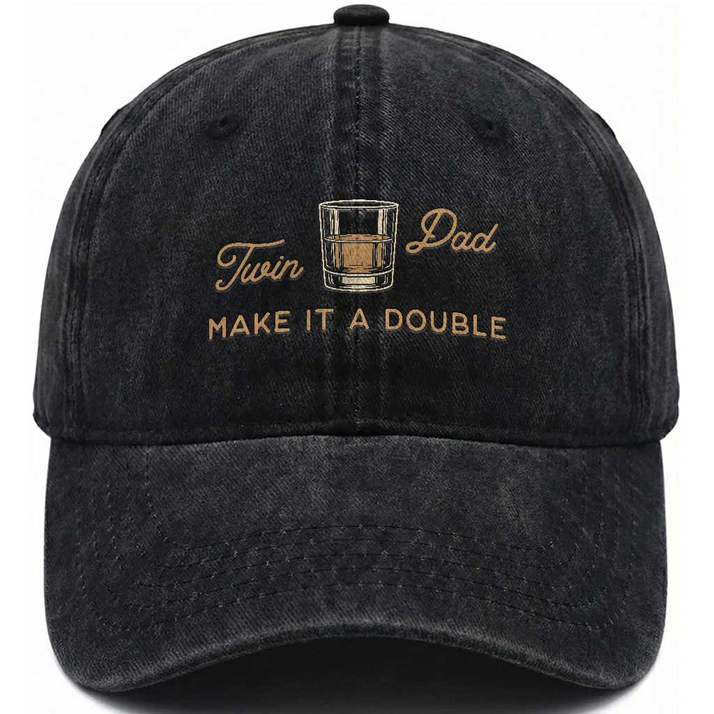 Make It A Double Twin Dad Washed Cotton Baseball Cap Expecting Fathers Day Gift TS12 Print Your Wear