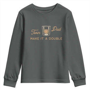 Make It A Double Twin Dad Youth Sweatshirt Expecting Fathers Day Gift TS12 Dark Heather Print Your Wear