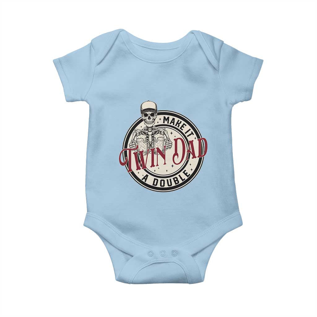 Funny Skeleton Twin Dad Make It A Double Baby Onesie Expecting Fathers Day Gift TS12 Light Blue Print Your Wear