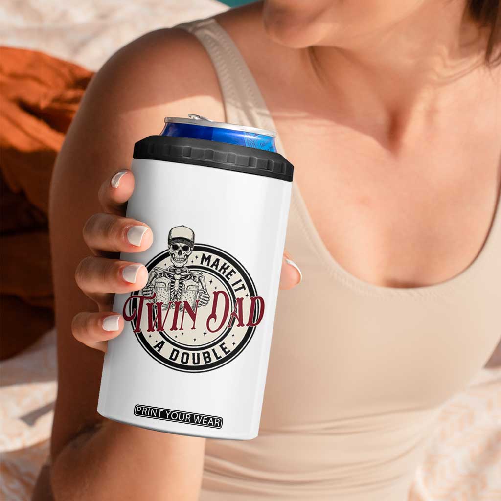Funny Skeleton Twin Dad Make It A Double 4 in 1 Can Cooler Tumbler Expecting Fathers Day Gift TS12 Print Your Wear